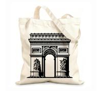 AILOONG famous global landmarks design Flat Tape Handle Tote Bag 12 oz thick fabric Replaces school bag 35x40cm Large