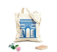 AILOONG famous global landmarks design Flat Tape Handle Tote Bag 340g/m² thick fabric Replaces school bag