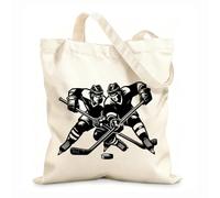 AILOONG fierce struggle between hockey players competing Reinforced Bottom Canvas Bag 12 oz thick fabric Uses as a gift bag 31x36cm Medium