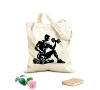 AILOONG fitness hand strength silhouette a Reinforced Bottom Canvas Bag 12 oz thick fabric Uses as a gift bag 35x40cm Large