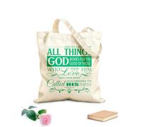 AILOONG Flat Tape Handle Tote Bag And we know that in all things God works for the good of those who love him, who have been called according to his purpose. Romans 8:28 340g/m² thick fabric