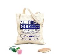 AILOONG Flat Tape Handle Tote Bag And we know that in all things God works for the good of those who love him, who have been called according to his purpose. Romans 8:28 340g/m² thick fabric