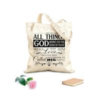 AILOONG Flat Tape Handle Tote Bag And we know that in all things God works for the good of those who love him, who have been called according to his purpose. Romans 8:28 340g/m² thick fabric