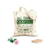 AILOONG Flat Tape Handle Tote Bag And we know that in all things God works for the good of those who love him, who have been called according to his purpose. Romans 8:28 340g/m² thick fabric