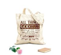 AILOONG Flat Tape Handle Tote Bag And we know that in all things God works for the good of those who love him, who have been called according to his purpose. Romans 8:28 340g/m² thick fabric