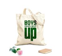 AILOONG Flat Tape Handle Tote Bag Boys never give up font with motivational stylish slogan 340g/m² thick fabric Replaces school bag