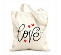 AILOONG Flat Tape Handle Tote Bag brush calligraphy love set 12 oz thick fabric Replaces school bag 25x30cm Small