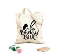 AILOONG Flat Tape Handle Tote Bag bunny love bunny easter lettering quotes 12 oz thick fabric Replaces school bag 25x30cm Small