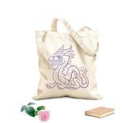 AILOONG Flat Tape Handle Tote Bag cartoon chinese dragon fantasy character 340g/m² thick fabric Replaces school bag