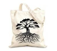 AILOONG Flat Tape Handle Tote Bag celtic life tree with spirals and symbols 12 oz thick fabric Replaces school bag 25x30cm Small