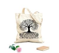 AILOONG Flat Tape Handle Tote Bag celtic tree life silhouette with roots 12 oz thick fabric Replaces school bag 35x40cm Large