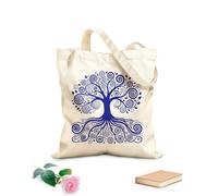 AILOONG Flat Tape Handle Tote Bag celtic tree life silhouette with roots 340g/m² thick fabric Replaces school bag