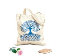AILOONG Flat Tape Handle Tote Bag celtic tree life silhouette with roots 340g/m² thick fabric Replaces school bag