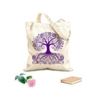 AILOONG Flat Tape Handle Tote Bag celtic tree life silhouette with roots 340g/m² thick fabric Replaces school bag