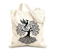 AILOONG Flat Tape Handle Tote Bag celtic tree of life silhouette artwork celtic tree with phinix unique clipart 12 oz thick fabric Replaces school bag 25x30cm Small