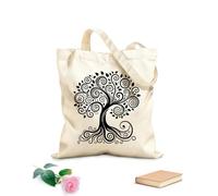 AILOONG Flat Tape Handle Tote Bag celtic tree of life silhouette with roots and branches 12 oz thick fabric Replaces school bag 35x40cm Large