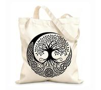 AILOONG Flat Tape Handle Tote Bag celtic tree of life with roots and branches 12 oz thick fabric Replaces school bag 25x30cm Small