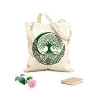 AILOONG Flat Tape Handle Tote Bag celtic tree of life with roots and branches 340g/m² thick fabric Replaces school bag