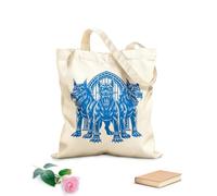 AILOONG Flat Tape Handle Tote Bag cerberus three headed dog 340g/m² thick fabric Replaces school bag