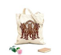 AILOONG Flat Tape Handle Tote Bag cerberus three headed dog 340g/m² thick fabric Replaces school bag