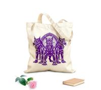 AILOONG Flat Tape Handle Tote Bag cerberus three headed dog 340g/m² thick fabric Replaces school bag