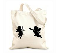 AILOONG Flat Tape Handle Tote Bag cherub cupid silhouettes angels with love arrows 12 oz thick fabric Replaces school bag 25x30cm Small