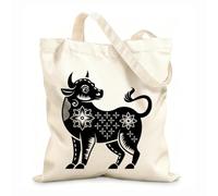 AILOONG Flat Tape Handle Tote Bag chinese zodiac new year signs traditional china horoscope animals zodiacs silhouette set 12 oz thick fabric Replaces school bag 31x36cm Medium