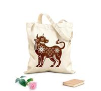 AILOONG Flat Tape Handle Tote Bag chinese zodiac new year signs traditional china horoscope animals zodiacs silhouette set 340g/m² thick fabric Replaces school bag
