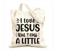 AILOONG Flat Tape Handle Tote Bag christian designs 12 oz thick fabric Replaces school bag 25x30cm Small