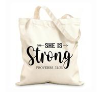 AILOONG Flat Tape Handle Tote Bag Christian Religious Quotes and Proverbs 12 oz thick fabric Replaces school bag 31x36cm Medium