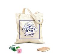 AILOONG Flat Tape Handle Tote Bag Christmas commemoration quotes always in our hearts remember Christmas in heaven 340g/m² thick fabric Replaces school bag