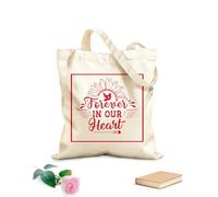 AILOONG Flat Tape Handle Tote Bag Christmas commemoration quotes always in our hearts remember Christmas in heaven 340g/m² thick fabric Replaces school bag