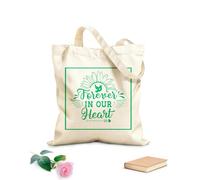 AILOONG Flat Tape Handle Tote Bag Christmas commemoration quotes always in our hearts remember Christmas in heaven 340g/m² thick fabric Replaces school bag
