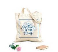 AILOONG Flat Tape Handle Tote Bag Christmas commemoration quotes always in our hearts remember Christmas in heaven 340g/m² thick fabric Replaces school bag