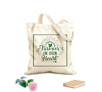 AILOONG Flat Tape Handle Tote Bag Christmas commemoration quotes always in our hearts remember Christmas in heaven 340g/m² thick fabric Replaces school bag