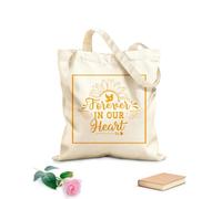 AILOONG Flat Tape Handle Tote Bag Christmas commemoration quotes always in our hearts remember Christmas in heaven 340g/m² thick fabric Replaces school bag