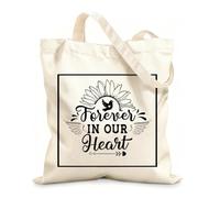 AILOONG Flat Tape Handle Tote Bag Christmas commemoration quotes always in our hearts remember Christmas in heaven 12 oz thick fabric Replaces school bag 25x30cm Small
