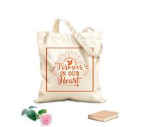 AILOONG Flat Tape Handle Tote Bag Christmas commemoration quotes always in our hearts remember Christmas in heaven 340g/m² thick fabric Replaces school bag