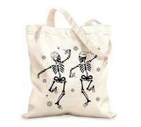 AILOONG Flat Tape Handle Tote Bag christmas dancing skeleton merry christmas 12 oz thick fabric Replaces school bag 35x40cm Large