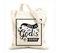 AILOONG Flat Tape Handle Tote Bag Christmas Memorial Quotes In God's Hands Safe 12 oz thick fabric Replaces school bag 25x30cm Small