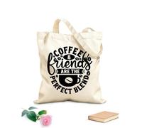 AILOONG Flat Tape Handle Tote Bag coffee and friends are the perfect blend coffee quotes lettering 12 oz thick fabric Replaces school bag 35x40cm Large