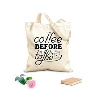 AILOONG Flat Tape Handle Tote Bag Coffee Bunch 12 oz thick fabric Replaces school bag 31x36cm Medium