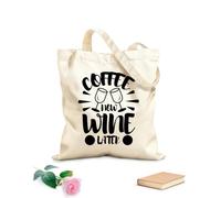 AILOONG Flat Tape Handle Tote Bag coffee concept 12 oz thick fabric Replaces school bag 25x30cm Small