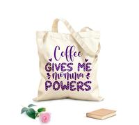 AILOONG Flat Tape Handle Tote Bag coffee gives me momma powers mother day 340g/m² thick fabric Replaces school bag