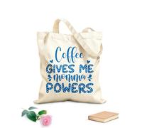 AILOONG Flat Tape Handle Tote Bag coffee gives me momma powers mother day 340g/m² thick fabric Replaces school bag