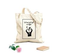 AILOONG Flat Tape Handle Tote Bag coffee lovers 3 funny hand drawn and lettering quotes stroke on the 12 oz thick fabric Replaces school bag 35x40cm Large