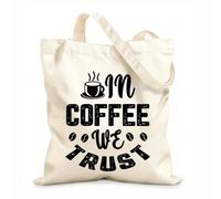 AILOONG Flat Tape Handle Tote Bag coffee quotes in coffee we trust typography print 12 oz thick fabric Replaces school bag 31x36cm Medium