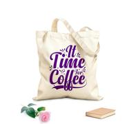 AILOONG Flat Tape Handle Tote Bag coffee typography print cut it time 340g/m² thick fabric Replaces school bag