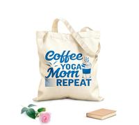 AILOONG Flat Tape Handle Tote Bag coffee yoga mom repeat international coffee day design 340g/m² thick fabric Replaces school bag