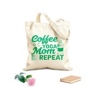 AILOONG Flat Tape Handle Tote Bag coffee yoga mom repeat international coffee day design 340g/m² thick fabric Replaces school bag